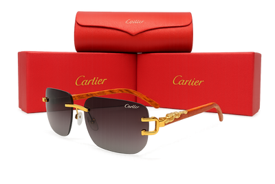 Cartier Rimless CT0046S Sunglasses - Purple Brown